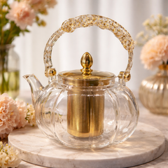Luxury Glass Kettle – 1.4L & 1.6L Clear Teapot with Gold Infuser & Elegant Handle - Habitt