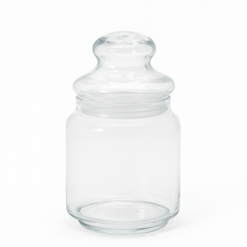 Clear Pressed-Glass Storage Jar with Lid – 430 ml Airtight Kitchen Container - Habitt