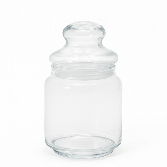 Clear Pressed-Glass Storage Jar with Lid – 430 ml Airtight Kitchen Container