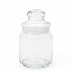 Clear Pressed-Glass Storage Jar with Lid – 430 ml Airtight Kitchen Container