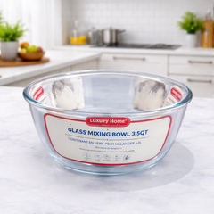 Extra Large 5700ml Glass Salad Bowl – Clear Round Serving & Mixing Bowl - Habitt