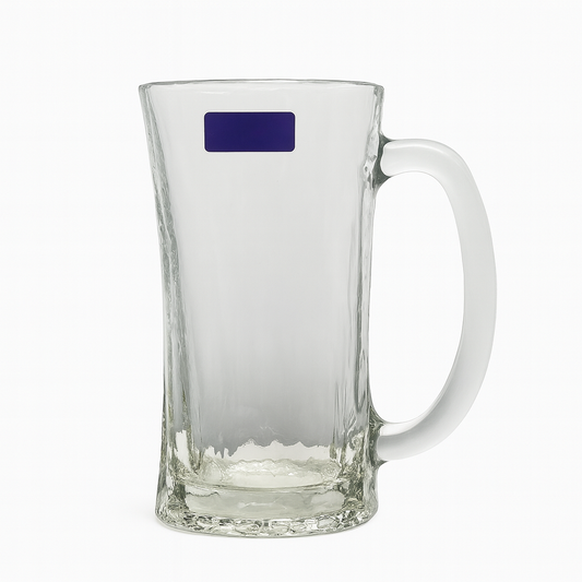 Wavy Textured Clear Glass Juice Mug 320 ml with Handle – Set of 6 | Stylish Drinkware for Home & Café