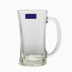 Wavy Textured Clear Glass Juice Mug 320 ml with Handle – Set of 6 | Stylish Drinkware for Home & Café