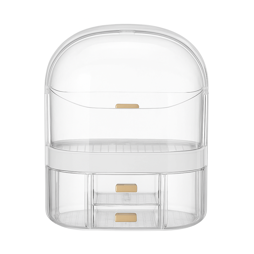 3-Section Vanity Organizer – Clear Makeup &amp; Skincare Storage Box