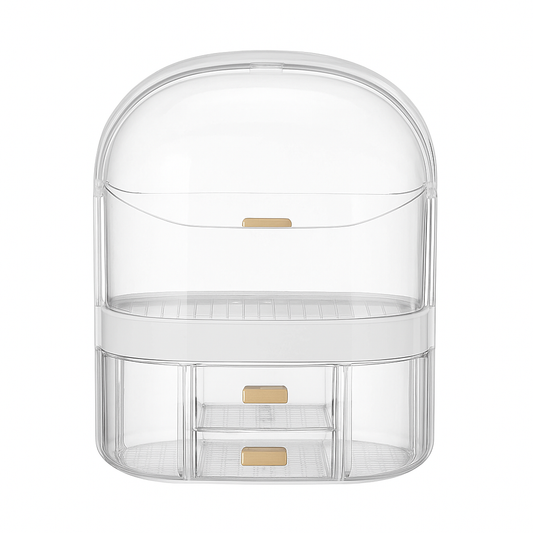 3-Section Vanity Organizer – Clear Makeup &amp; Skincare Storage Box