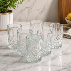 Premium Crystal-Cut Tumbler Glass 340 ml – Elegant Glass for Water, Juice & Soft Drinks