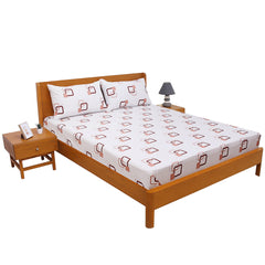 Double Bed Sheet 90x100" – Brown & Beige Square Design