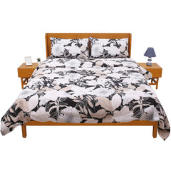 Black Ink Double Quilt Cover 90x96" – 100% Cotton Floral Design