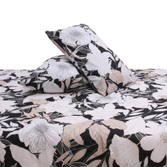 Black Ink Double Quilt Cover 90x96" – 100% Cotton Floral Design