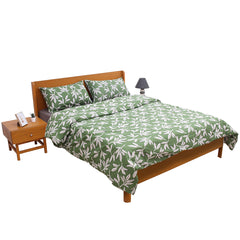 Green Textures Double Quilt Cover 90x96" – 100% Cotton Leaf Print