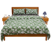 Green Textures Double Quilt Cover 90x96" – 100% Cotton Leaf Print - Habitt