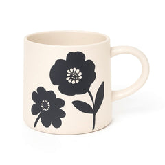 450ML Floral Ceramic Mug – Blue, Grey, and White Variants with Black & White Flower Prints