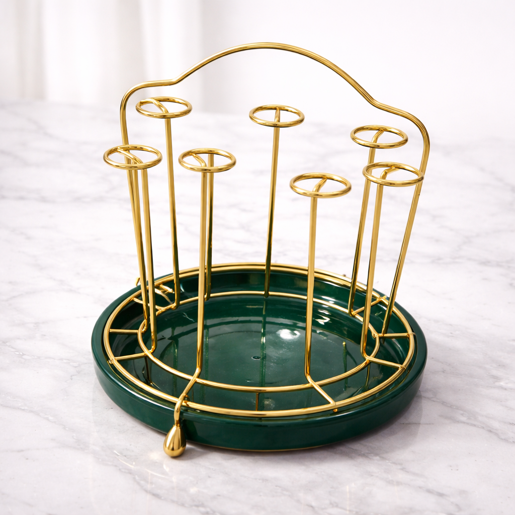 Luxury Cup Holder – Mug Stand with Green Base - Habitt