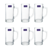 Clear Glass Juice Mug with Angular Handle 430 ml – Set of 6 | Premium Transparent Drinkware for Home & Café - Habitt