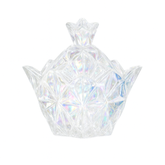 Iridescent Multi-Colour Crystal-Style Candy Jar with Lid – Decorative Glass Sweet Holder