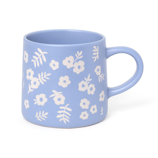 450ML Floral Ceramic Mug – Blue, Grey, and White Variants with Black & White Flower Prints