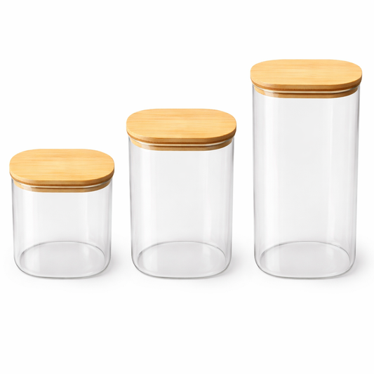 Clear Glass Storage Jar with Bamboo Lid