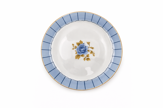 Blue Rose 8-Inch Plate – Elegant Ceramic Floral Dinner Plate