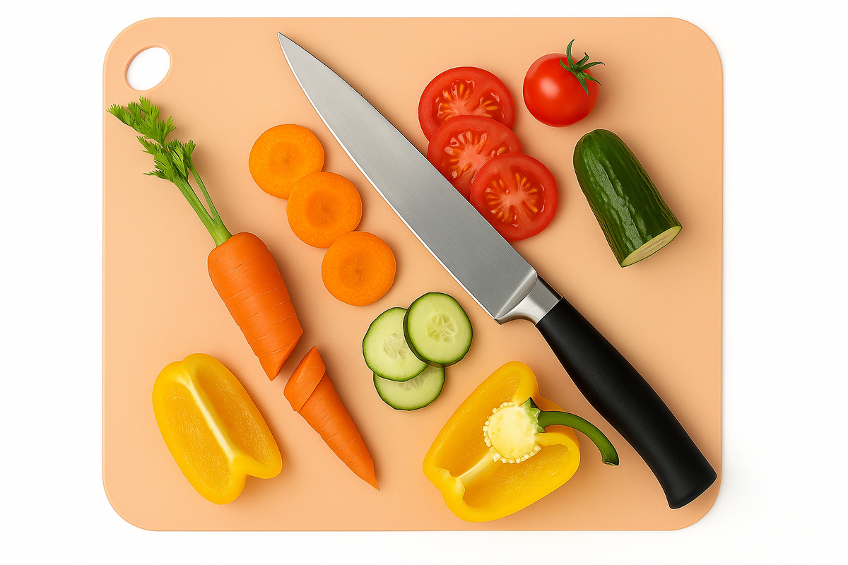 1Pc Flexible Cutting Board – Lightweight, Non-Slip Chopping Mat for Kitchen (Grey, Blue, Peach) - Habitt