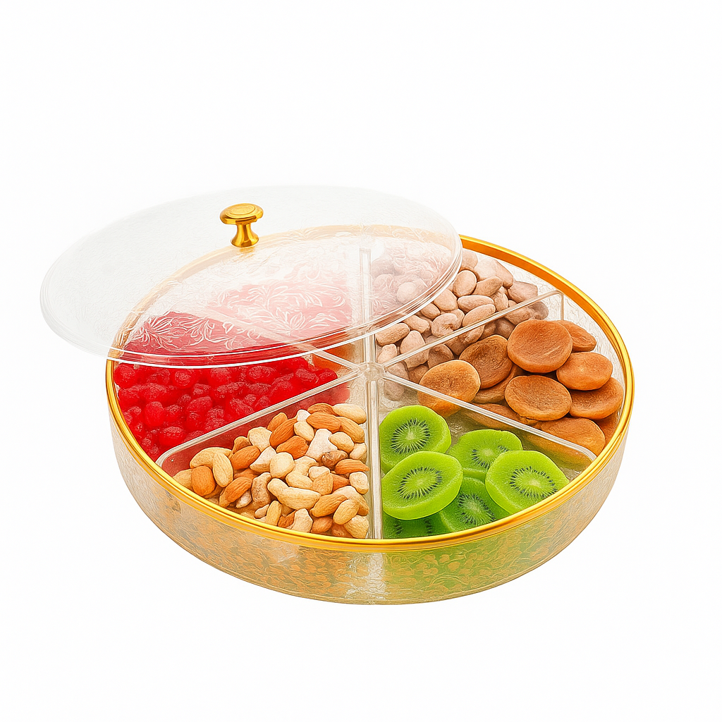 Partition Dish Large – Golden Round Multi-Section Server - Habitt