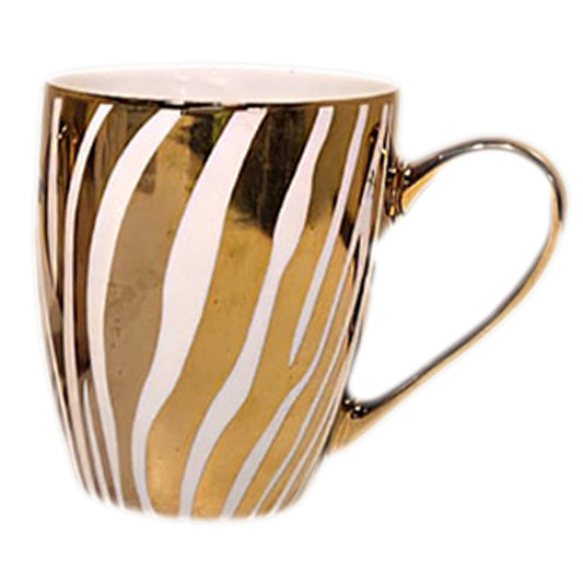 Ceramic Coffee Mug with Gold Handle – Animal Print Design