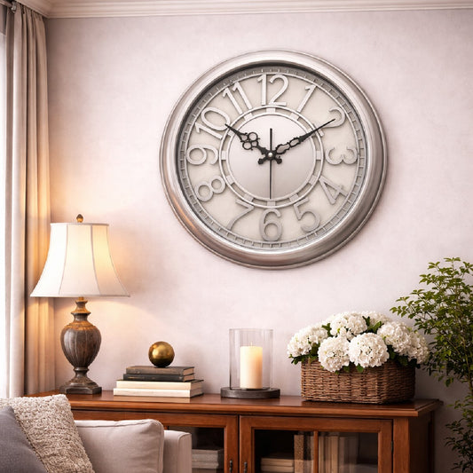 Heritage Cambridge Classic Wall Clock 15 x 15 Inch – Elegant Vintage Dial with Raised Numerals (Plastic) - Habitt