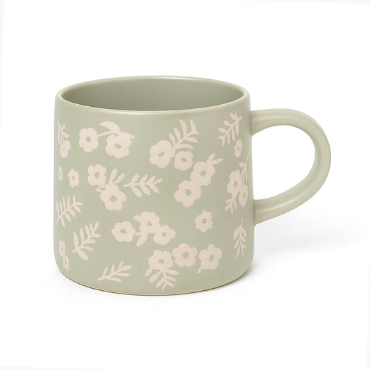 450ML Floral Ceramic Mug – Blue, Grey, and White Variants with Black & White Flower Prints