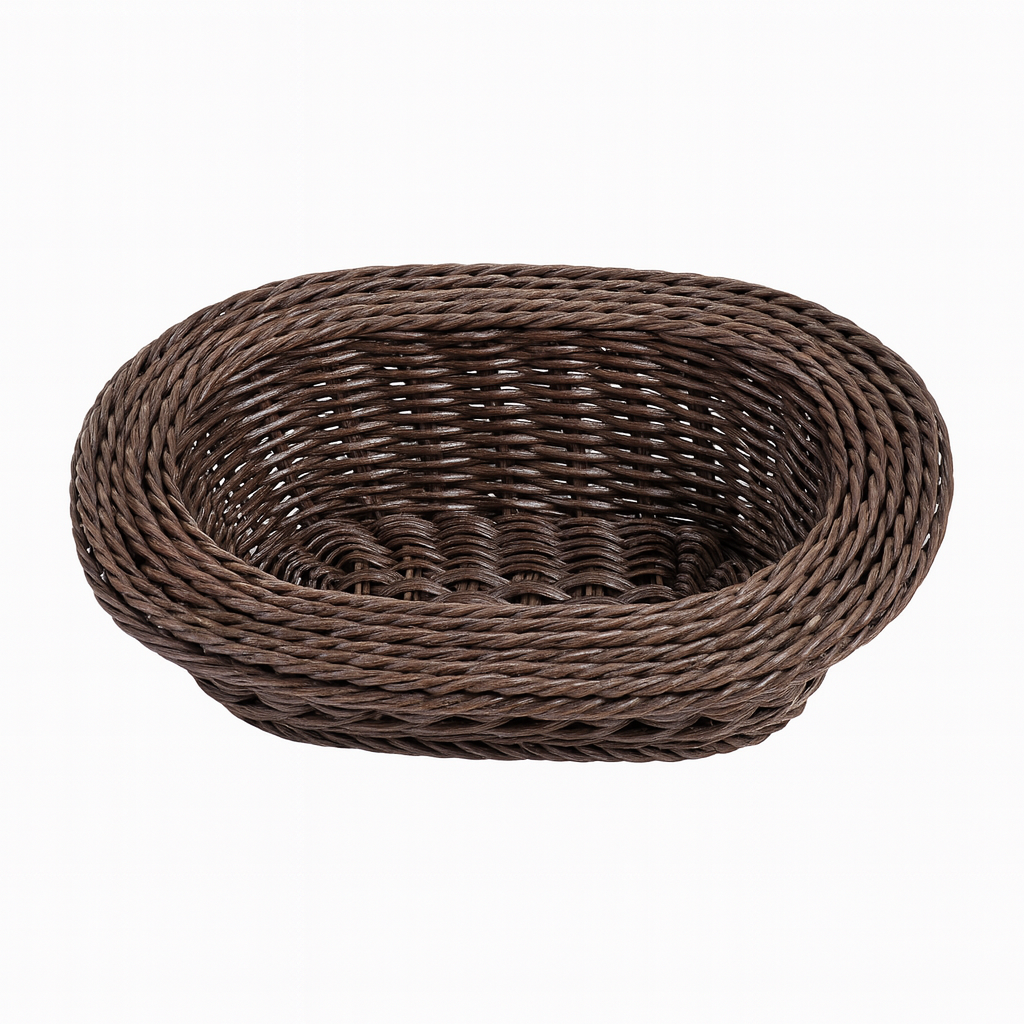 3-Piece Handcrafted Oval Rattan Bread Basket Set – Rustic Brown Woven Cane Serving Baskets for Dining & Kitchen