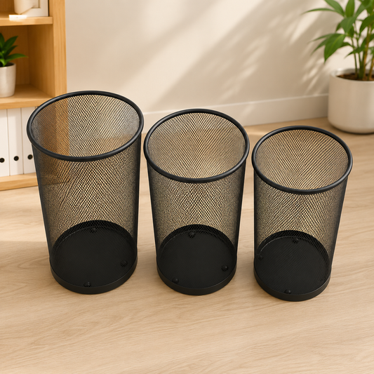 Metal Mesh Waste Paper Basket – Small, Medium & Large Office & Home Dustbin