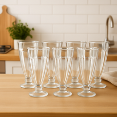 Tall Clear Pressed-Glass Ice Cream Cups – 6-Piece Dessert Set, 340 ml Capacity