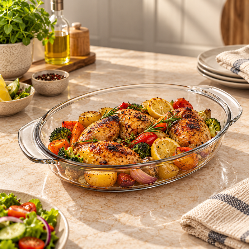 Oval Glass Casserole Dish 1.7L – Heat-Resistant Baking & Serving Dish