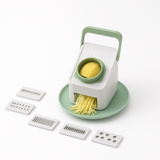 Stainless Steel Multi-Function Vegetable Cutter – 5-in-1 Slicer &amp; Grater with Container | Adjustable Kitchen Mandoline Slicer&nbsp;