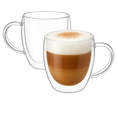 Double Wall Glass Mug – Tall Design (250ml, 350ml, 450ml)