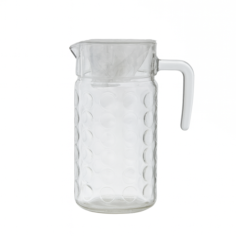 1850 ml Clear Glass Beverage Jug – Large-Capacity Drink Pitcher with Handle & Easy-Pour Spout (1 Pc) - Habitt