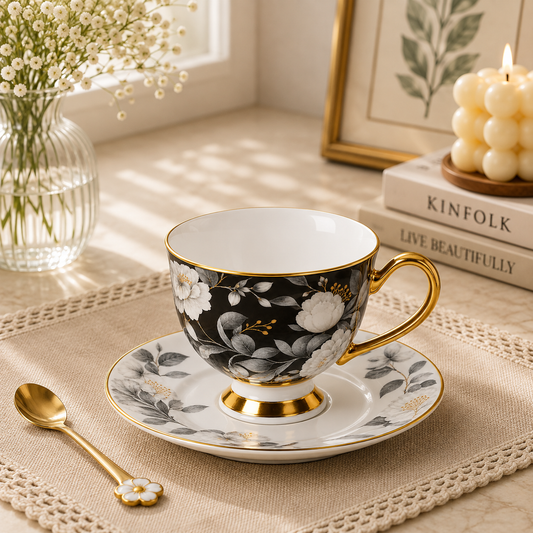 12 PCS Premium Cup & Saucer Set – Stylish Tea & Coffee Set