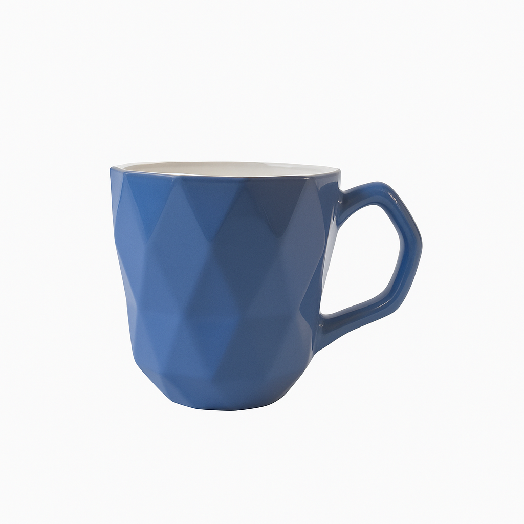 Geometric Ceramic Coffee Mug – Royal Blue
