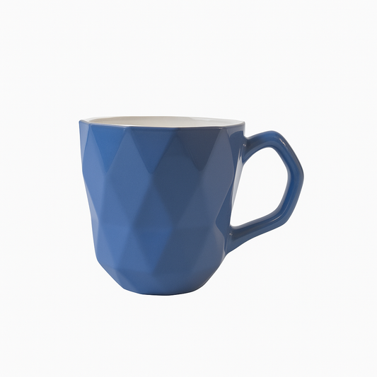 Geometric Ceramic Coffee Mug – Royal Blue