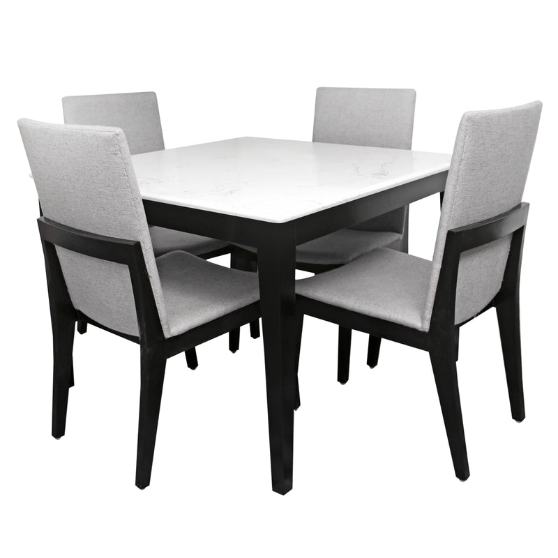 ALVA 4-Person Dining Table Set – Modern Marble Top with Upholstered Chairs - Habitt
