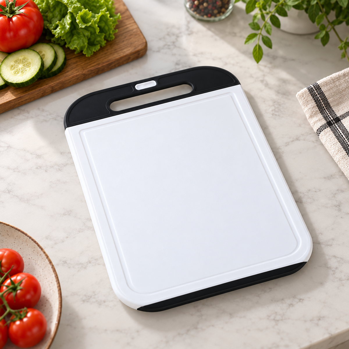 White Cutting Board – Large & Medium Size | Single Piece Kitchen Chopping Board