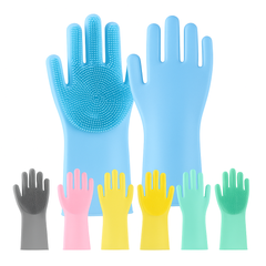 Long Silicone Washing Gloves (Assorted)  – Multi-Purpose Cleaning Gloves with Scrubbing Bristles