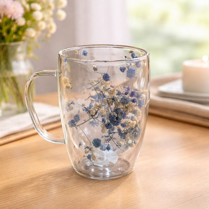 Decorative Double-Wall Glass Coffee Mug – Transparent Heat-Resistant Tea Cup - Habitt