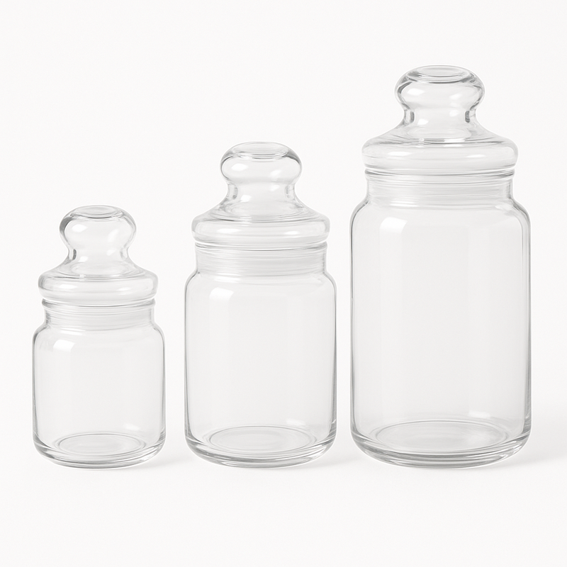 Deli Glassware 3-Piece Jar Set (400ml–430ml–725ml) – Airtight Storage Containers - Habitt