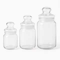 Deli Glassware 3-Piece Jar Set (400ml–430ml–725ml) – Airtight Storage Containers