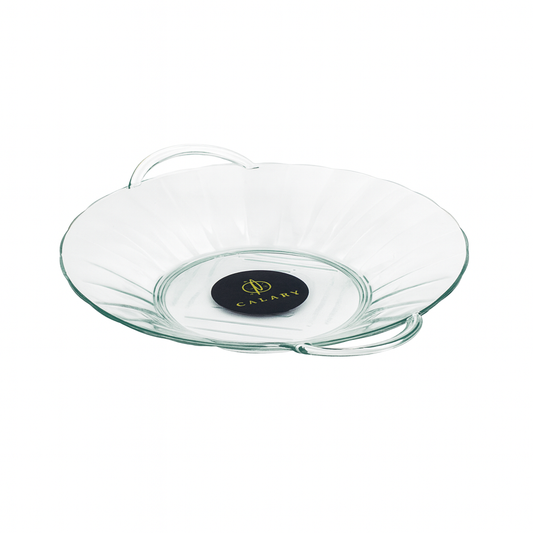 Round Glass-Style Fruit Basket with Handles – Elegant Serving Bowl for Fruits & Snacks
