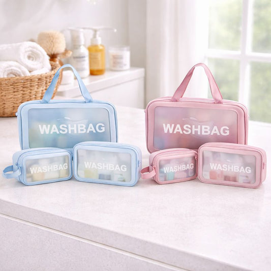 3PCS Wash Bag Set – Travel Toiletry Organizer (Assorted Colours)