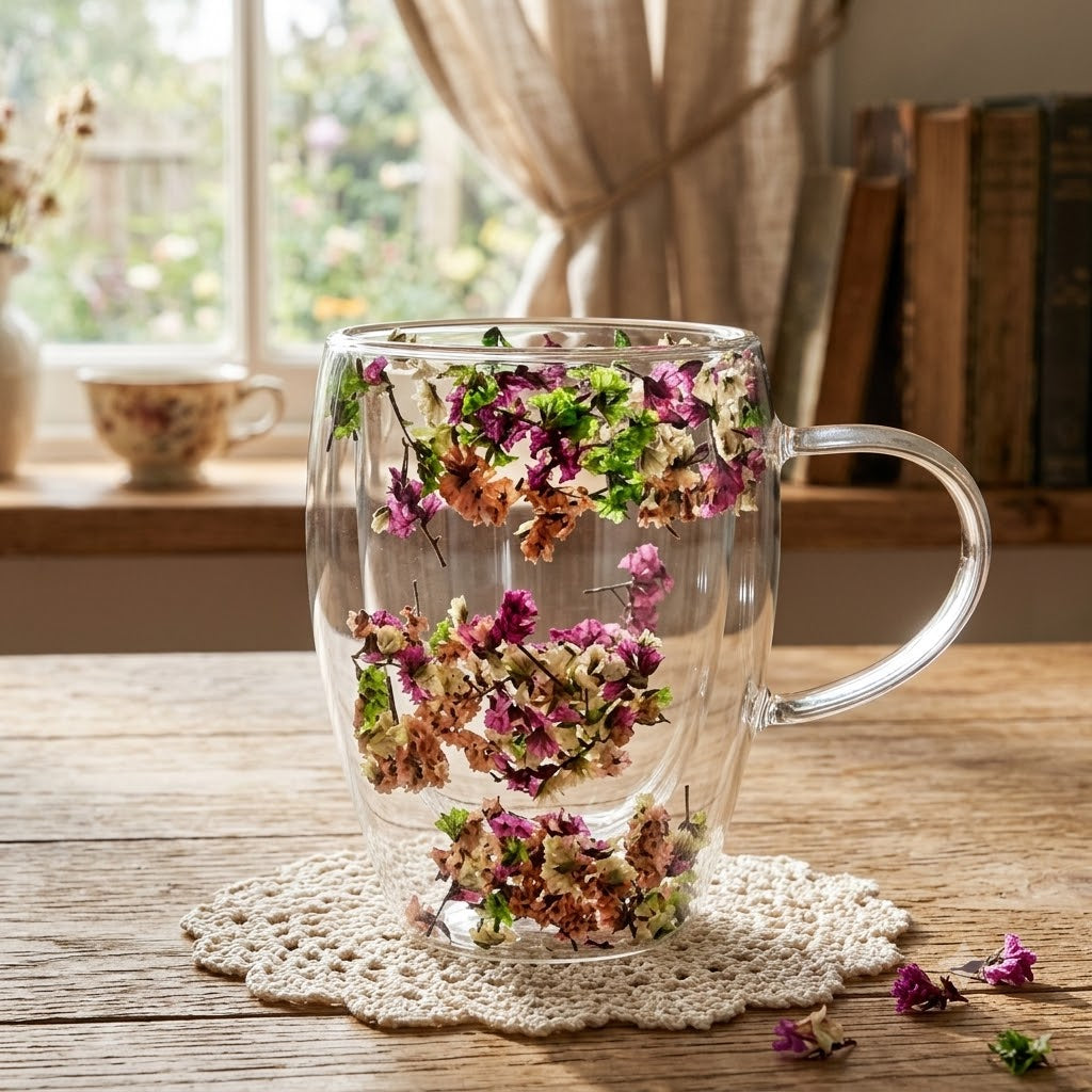 Double Wall Glass Mug – Blossom Bloom | 350ml