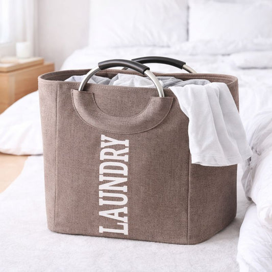 Laundry Basket with Handle – Foldable Fabric Clothes Storage Hamper