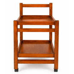 Nerra Wooden Tea Trolley | Rustic Serving Cart with Storage Shelves & Wheels - Habitt