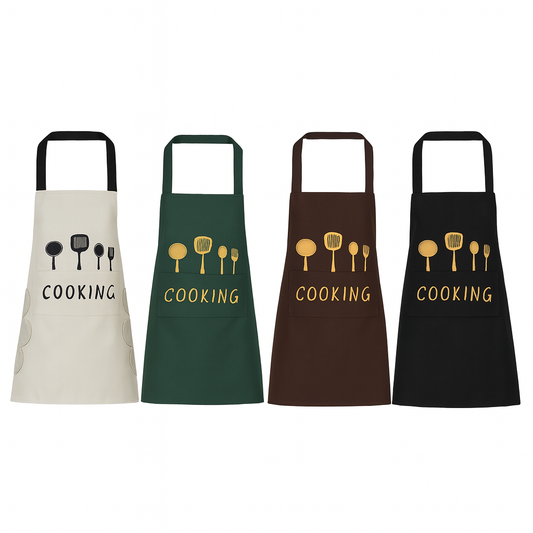 1Pc Cooking Apron with Front Pocket (Assorted) – Waterproof Kitchen Apron for Men & Women | Adjustable Chef Apron for Home Cooking & BBQ