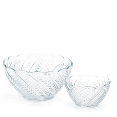 Clear Diamond-Cut Pressed-Glass 7-Piece Fruit Bowl Set – 128/60 mm Small Bowls